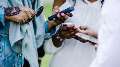 Friends doing chatting on phones